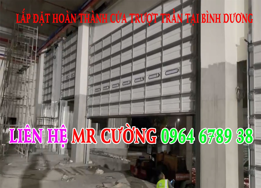 Lắp đặt hoàn thành cửa trượt trần tại KCN VISIP 2A